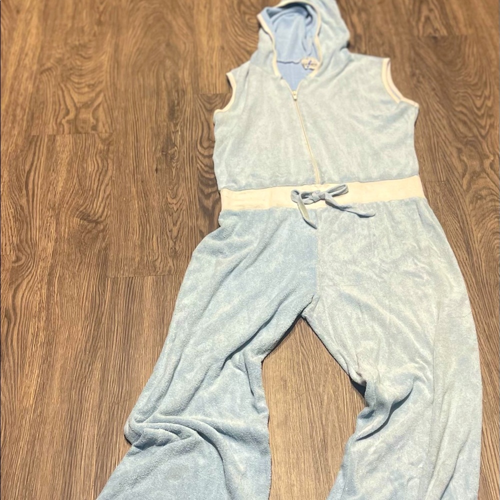 Vintage Y2K  blue hoodie sleeveless track suit